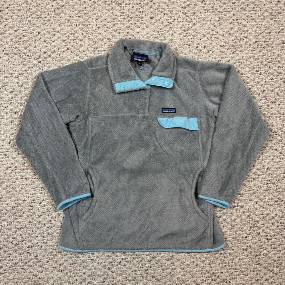 Patagonia Re-Tool Snap-T Fleece Pullover Grey Blue 25442 Womens Large